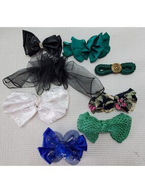 8 Vintage Hair Barrettes Bows Clips Accessories 80s 90s Solid Floral Lot 5"-11"